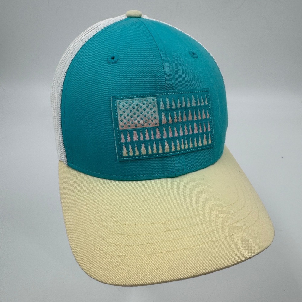 Columbia Youth Tree American Flag Mesh Snapback Trucker Hat Teal‎ Tan CY5451 O/S
